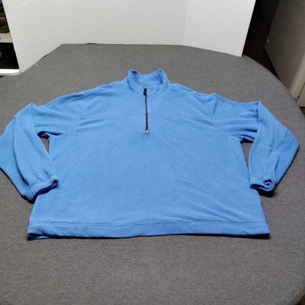 Saddlebred Fleece Pullover Sweater Top Blue 1/4 Zip Long Sleeve Size XL